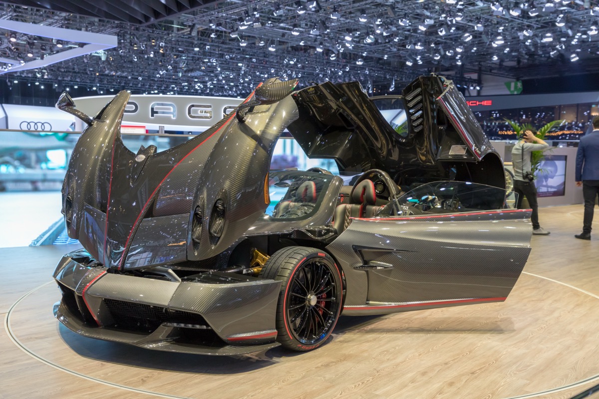 Pagani Huayra at the Geneva Motor Show — each car requires 5,000 hours of assembly labor